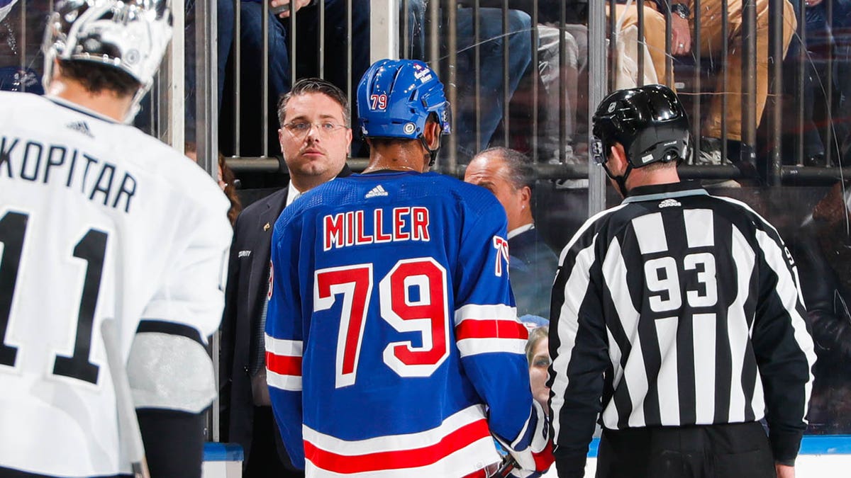 K'Andre Miller is ejected from an NHL game for spitting at another player