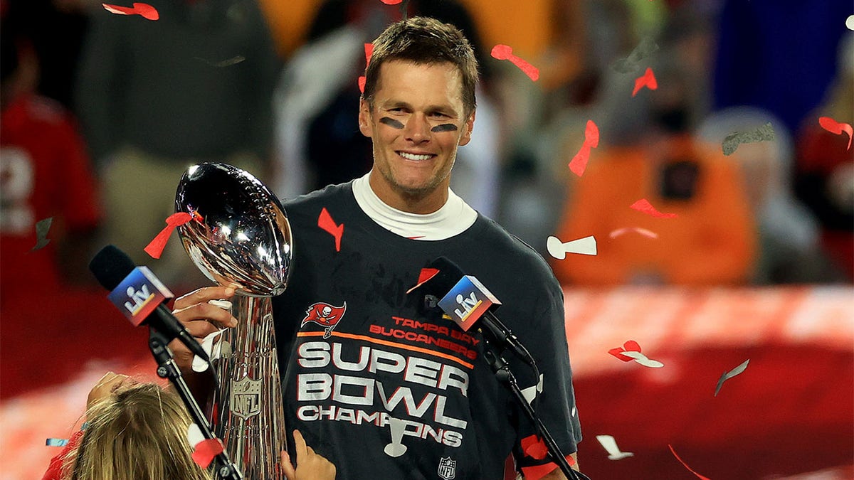 Tom Brady with the Super Bowl trophy