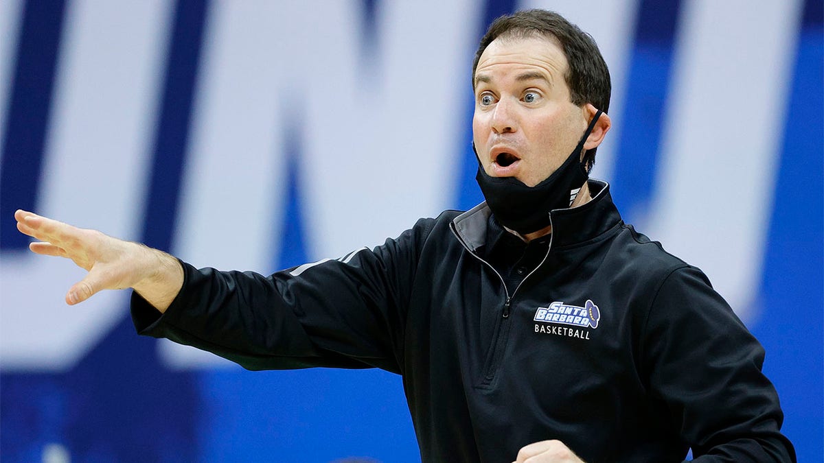 UCSB head coach Joe Pasternack coaches against Creighton