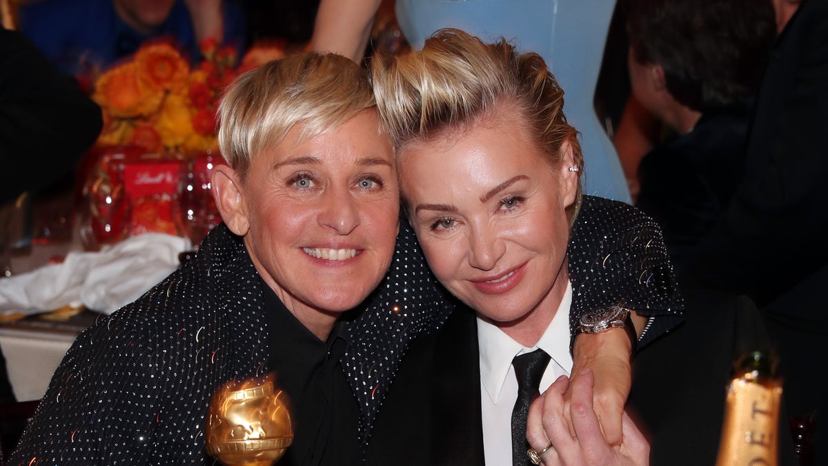 Ellen DeGeneres and Portia de Rossi at the 77th Annual Golden Globes