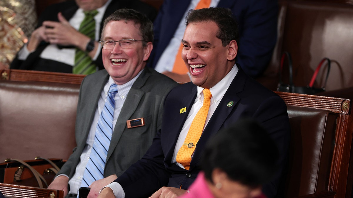 George Santos sitting with Thomas Massie at the State of the Union