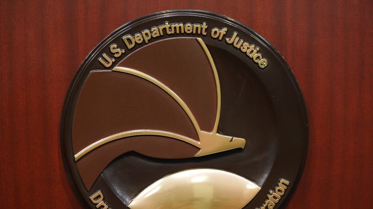 The seal of the Drug Enforcement Administration is seen on a lectern before the start of a press conference at DEA headquarters on June 26, 2013, in Arlington, Virginia.