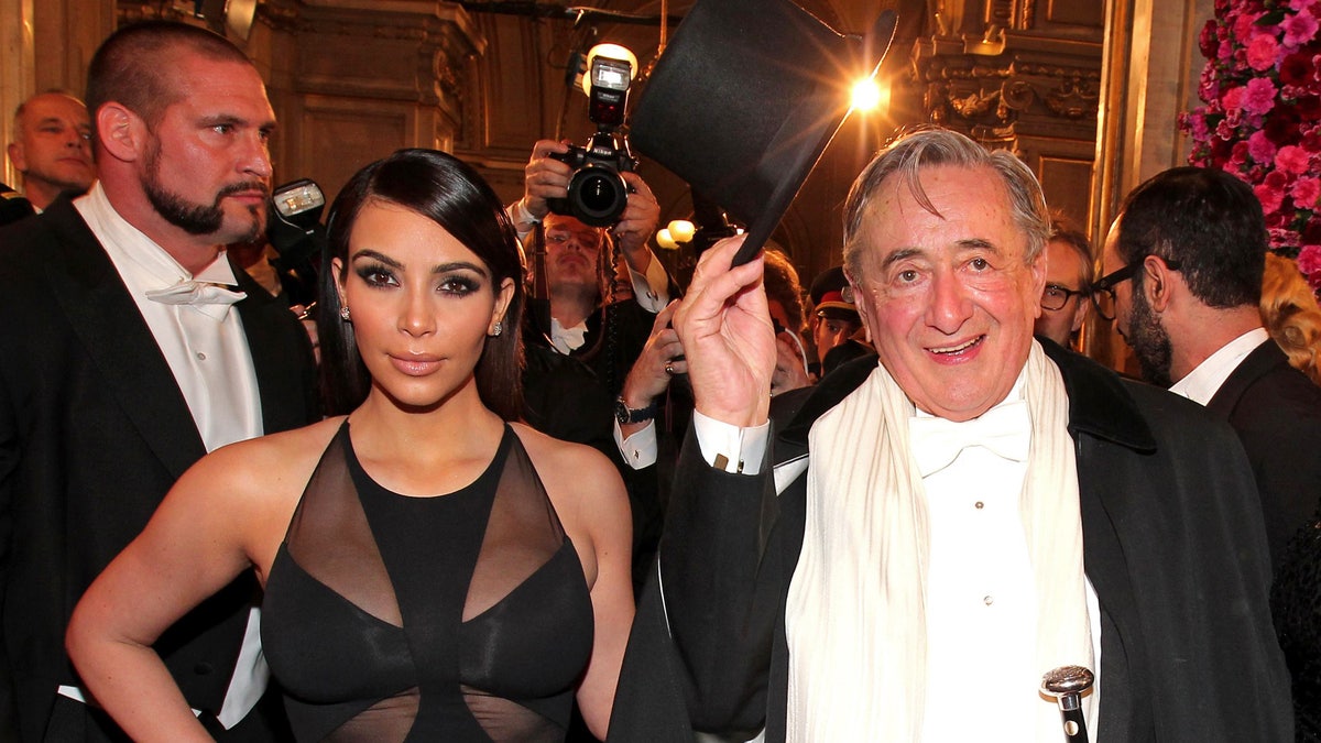 Kim Kardashian and Richard Lugner pose at the Vienna Opera Ball