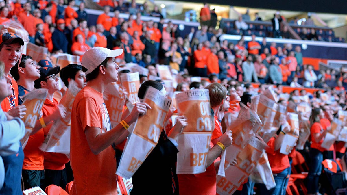 Members of the Orange Krush at an Iowa game