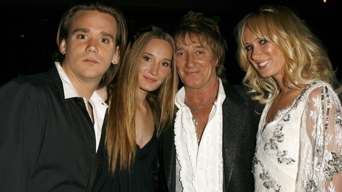 Rod Stewart, Sean Stewart, Ruby Stewart and Kimberly Stewart