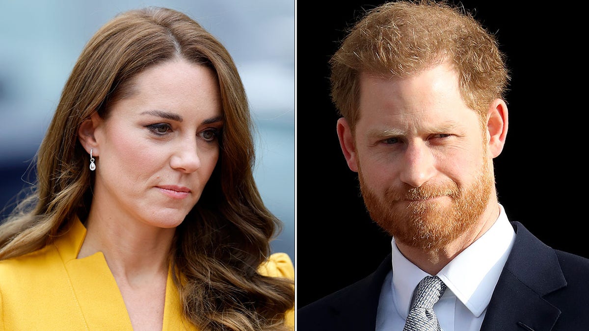 Side by side photo of Kate Middleton and Prince Harry