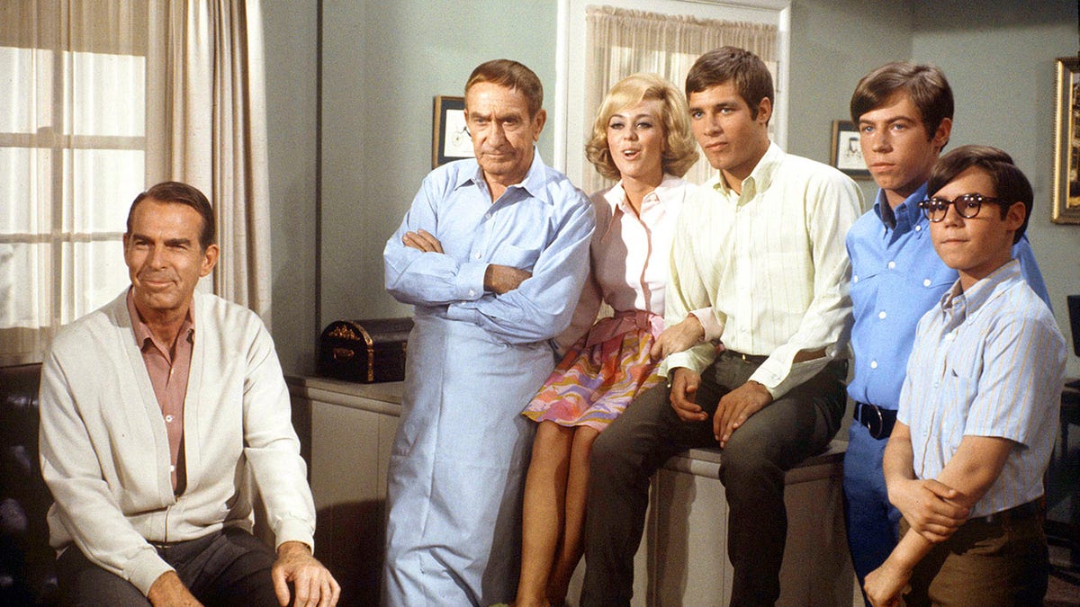The cast of My Three Sons filming season 5