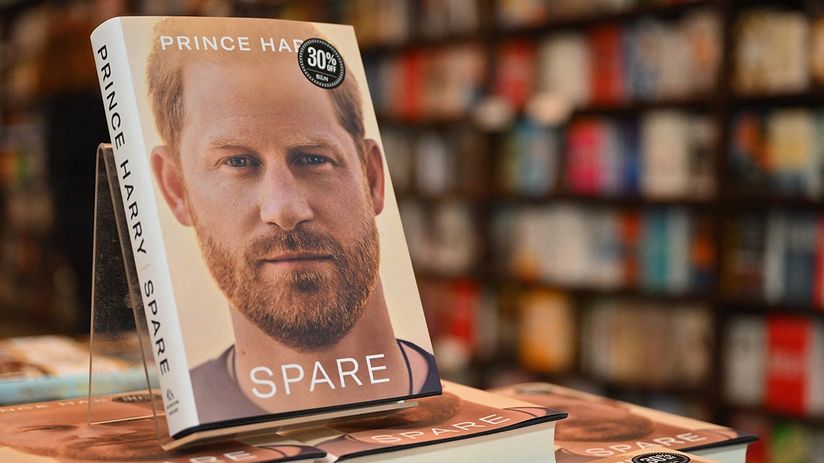 Copies of Prince Harrys memoir Spare being sold at a bookstore in New York City