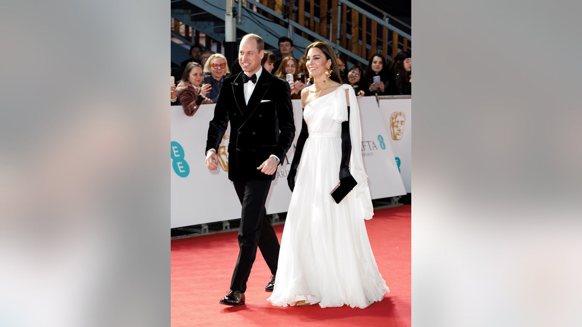 Kate Middleton wears white dress on BAFTAs red carpet with Prince William