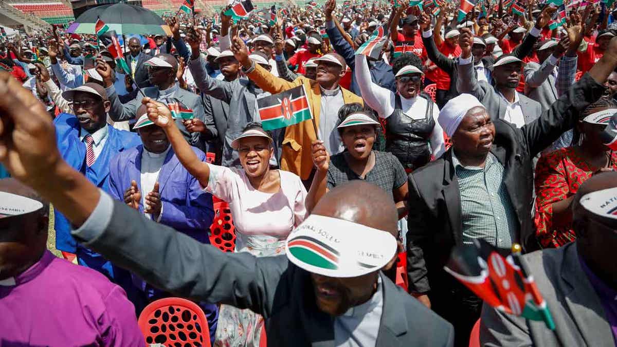 Kenyans praying