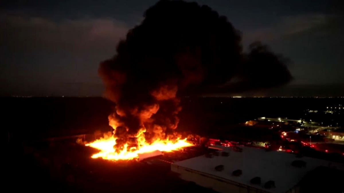 Aerial view of the five acre fire in Kissimmee, Fl.