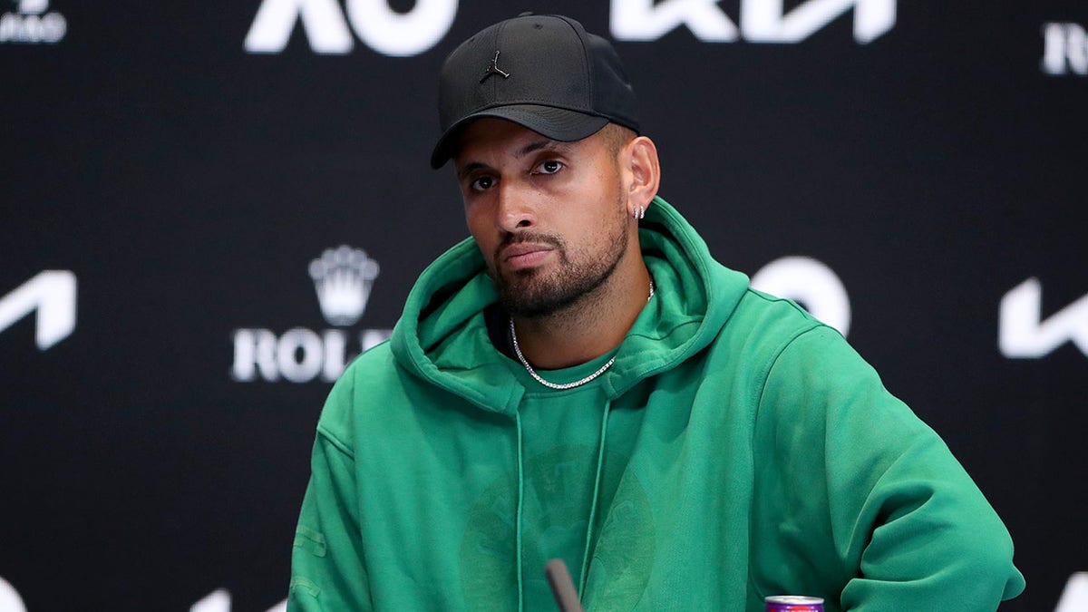 Nick Kyrgios speaks during a press conference