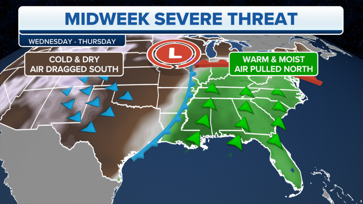 The midweek threat of severe weather