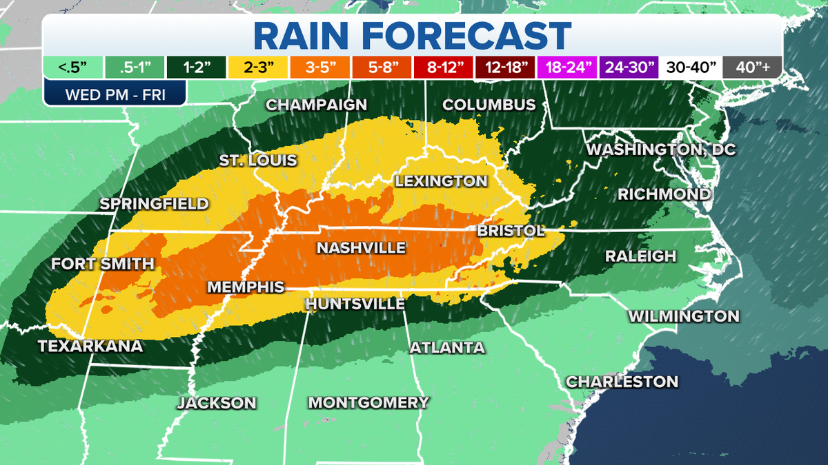Rain forecast in the Midwest and Northeast