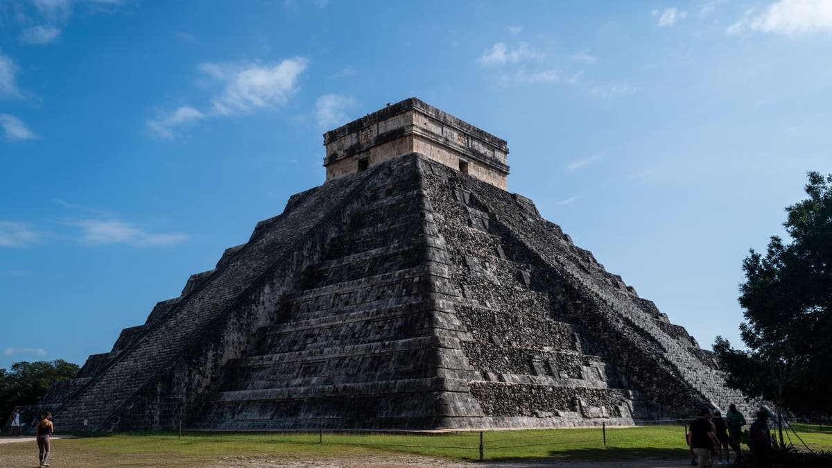 tourist mayan pyramid