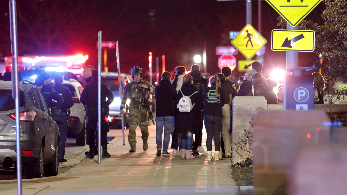 Students on campus at Michigan State University after shooting