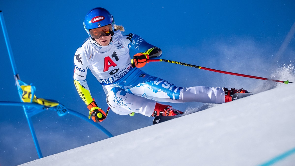 Mikaela Shiffrin speeds down the slopes