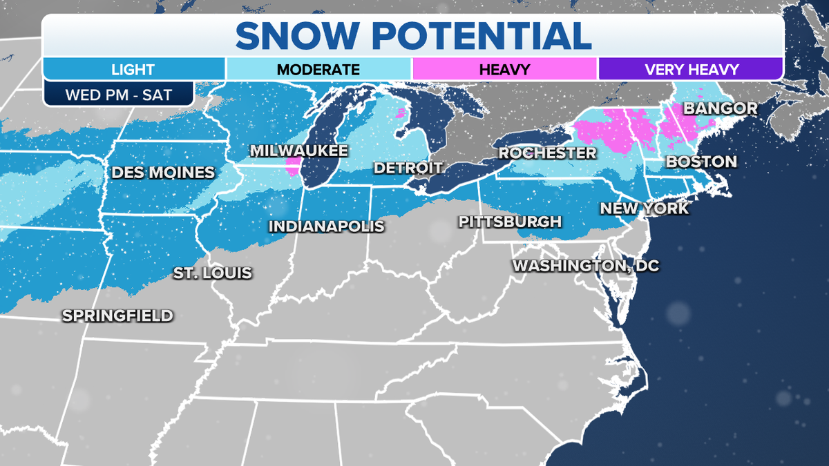 The potential for snow in the Northeast