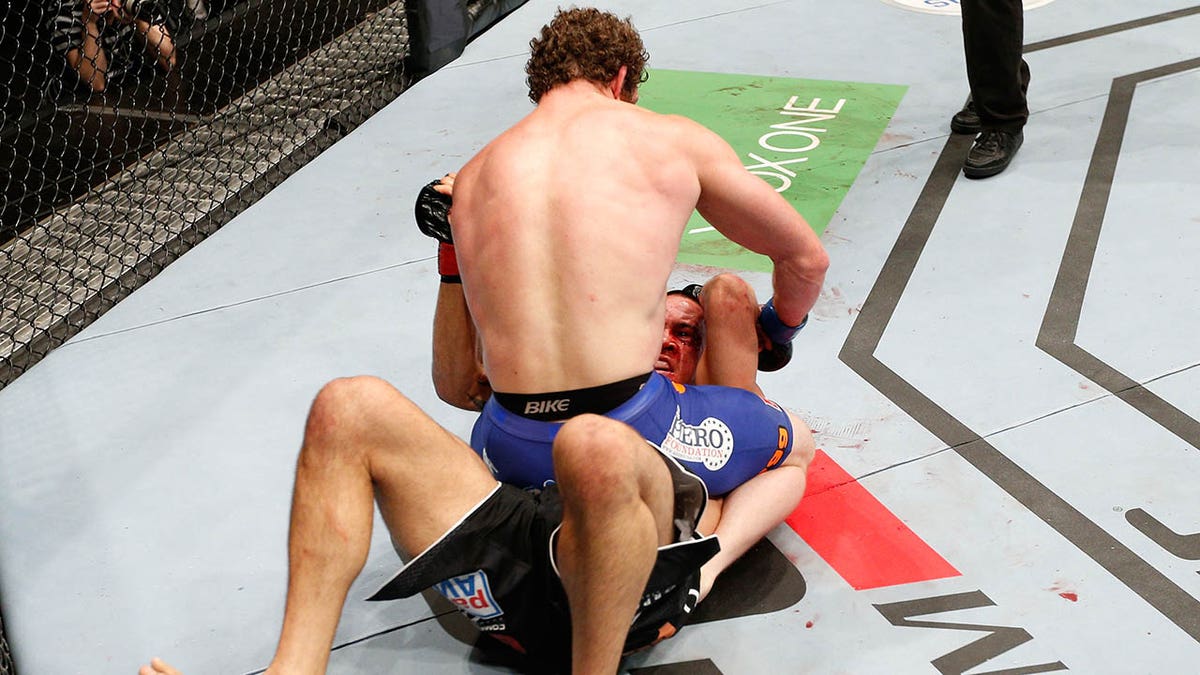 Nate Marquardt pounds James Te Huna