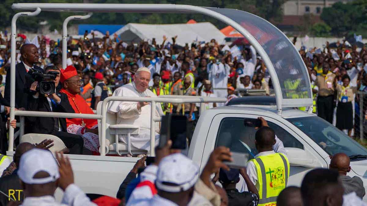 Pope Francis arrives at Ndolo airport