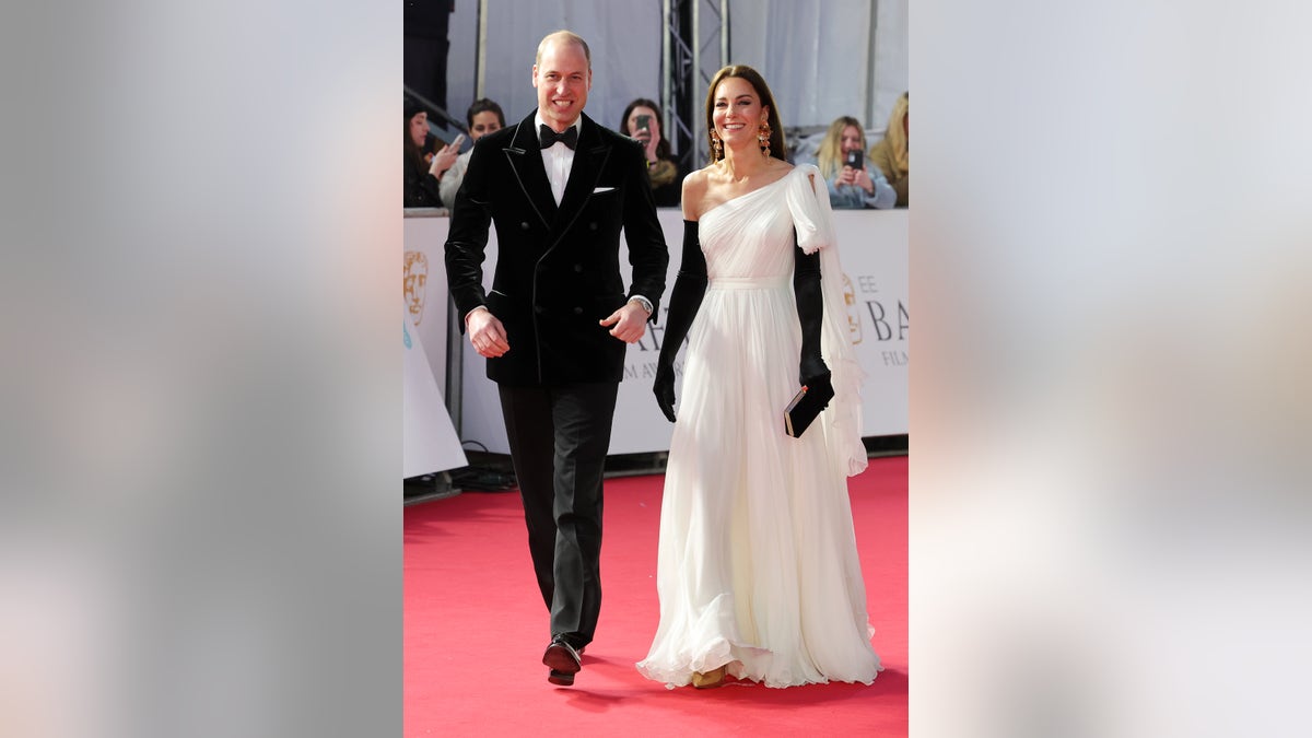 Prince and Princess of Wales walk BAFTAs red carpet