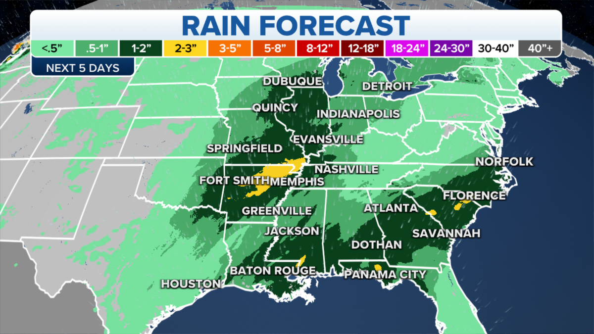 The eastern U.S. rain forecast