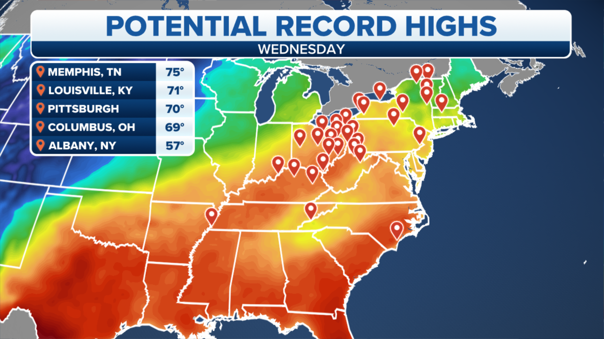 Potential record high temperatures