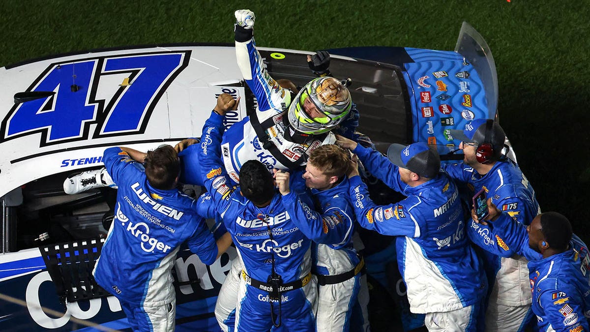 Ricky Stenhouse Jr celebrates