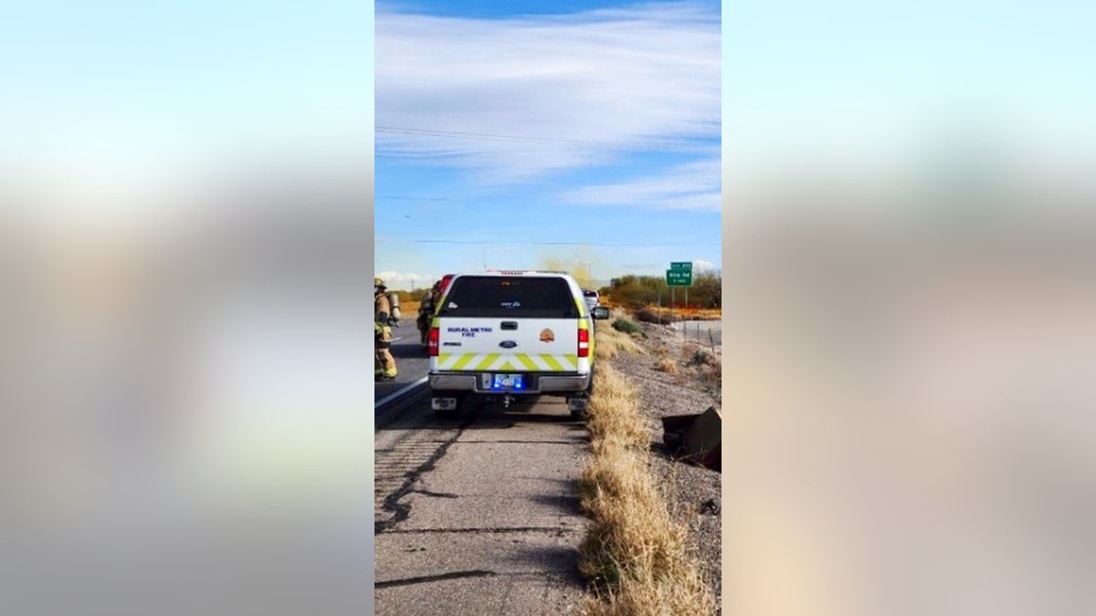 Responders at Interstate 10 outside Tucson, Arizona