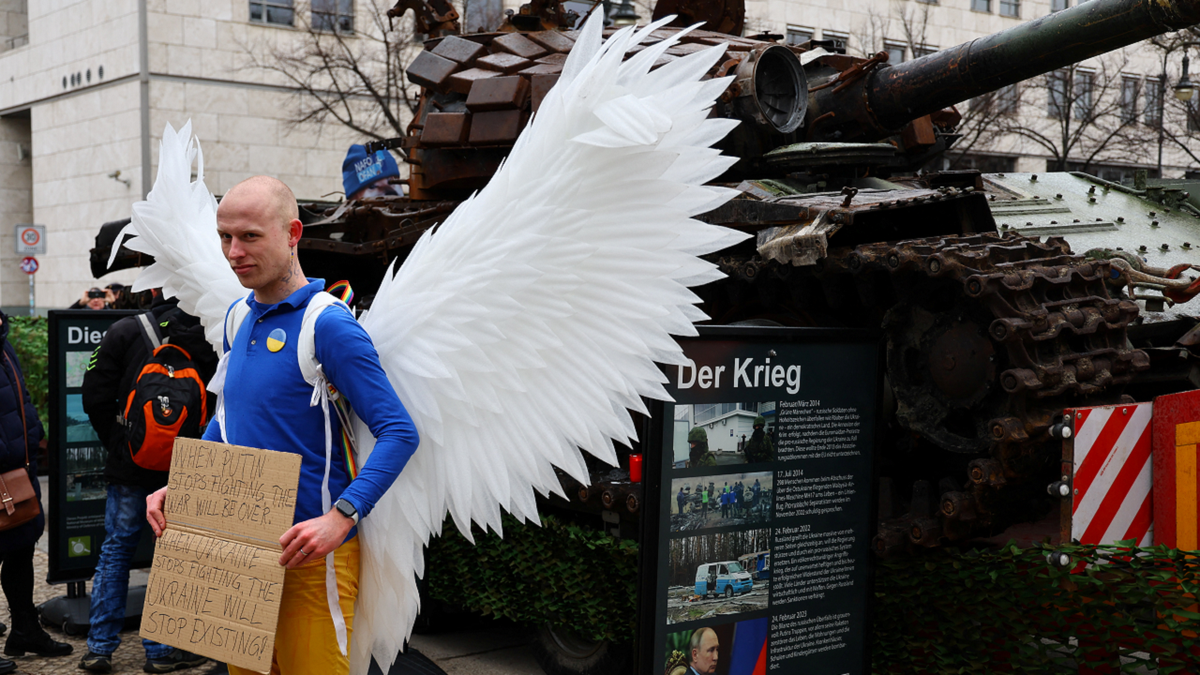 Protest in Germany on one year anniversary of Russia's invasion of Ukraine