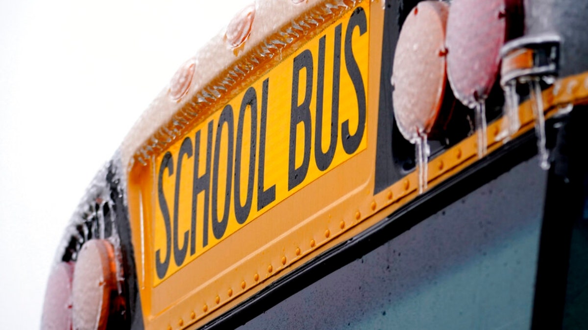 Ice on a school bus in Richardson, Texas