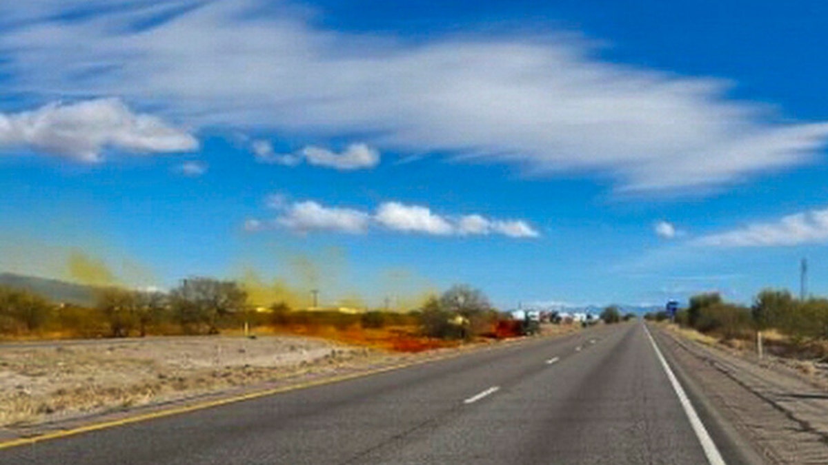 Hazardous material leaks onto a Tucson, Arizona freeway