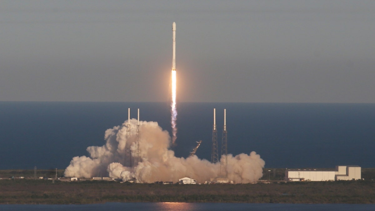 A SpaceX Falcon 9 rocket carrying a TESS spacecraft