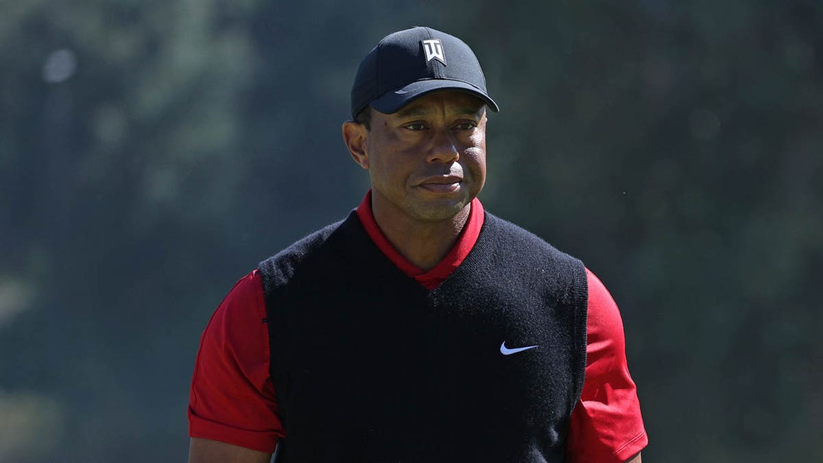 Tiger Woods of the United States looks on from the 14th green during the final round of the Genesis Invitational at Riviera Country Club on February 19, 2023, in Pacific Palisades, California.