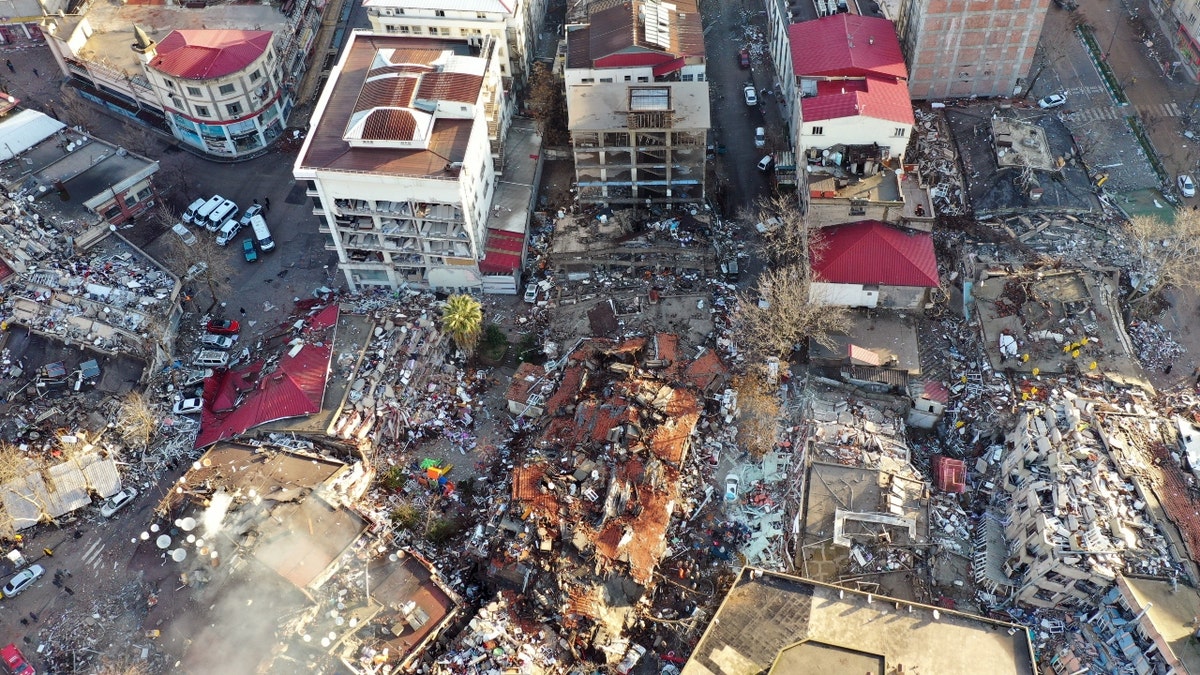 Collapsed buildings in Turkey