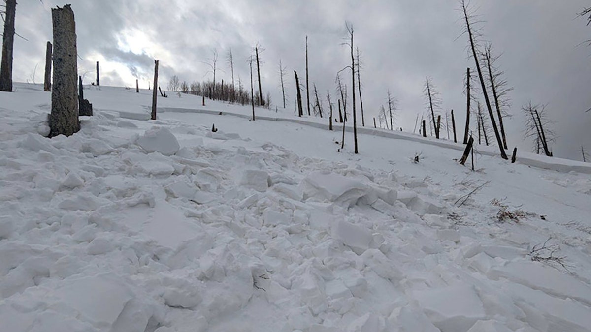 signs of avalanche in the snow