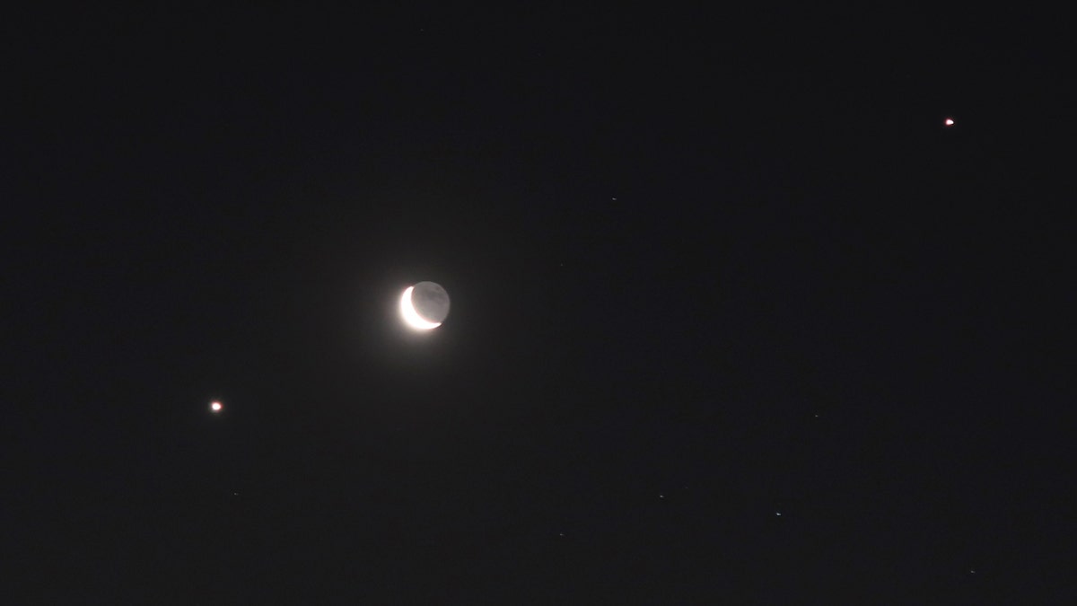 Venus, the moon and Jupiter