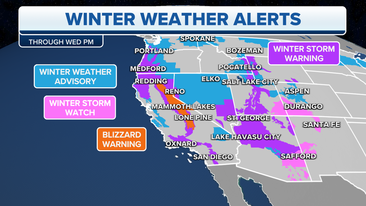 Winter weather alerts in the West