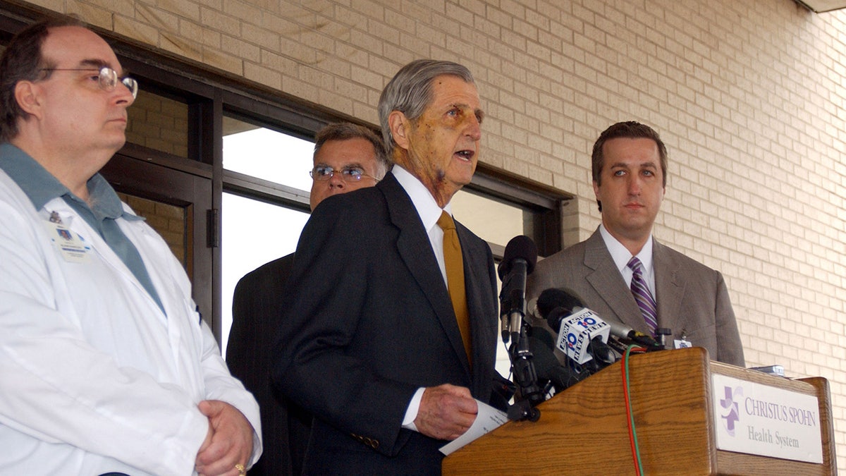Harry Whittington speaks to media