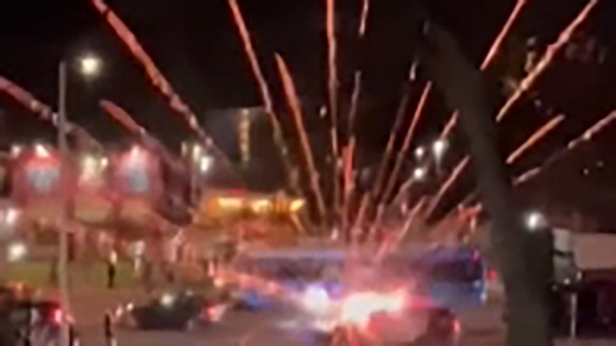 fireworks explode during Austin riot