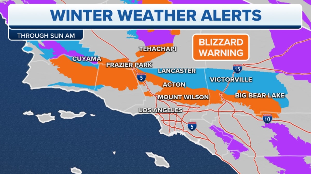 Winter weather alerts in southern California