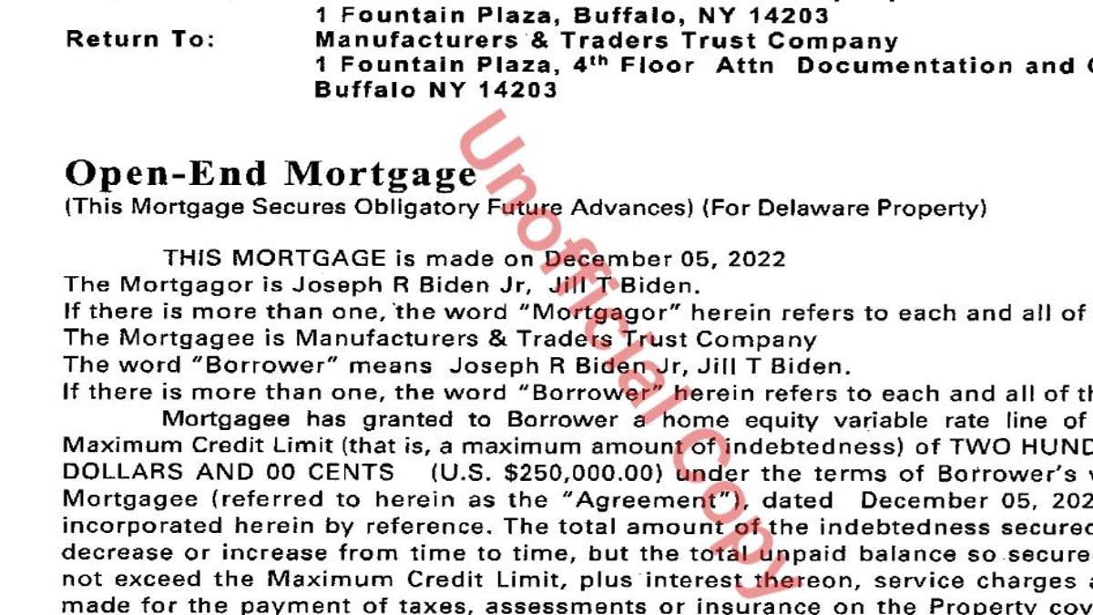 Biden beach house line of credit