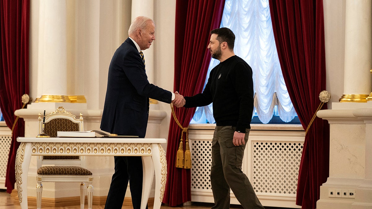 Ukraines President Volodymyr Zelenskiy and U.S. President Joe Biden