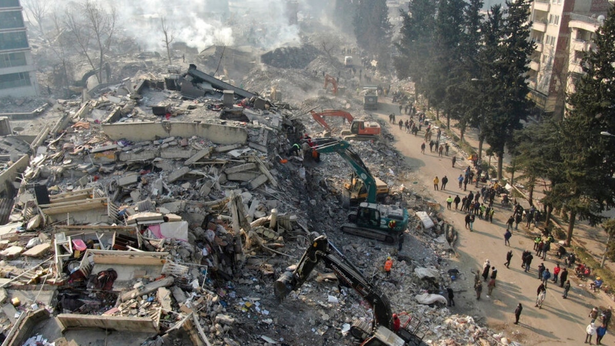 Collapsed buildings in Kahramanmaras, Turkey