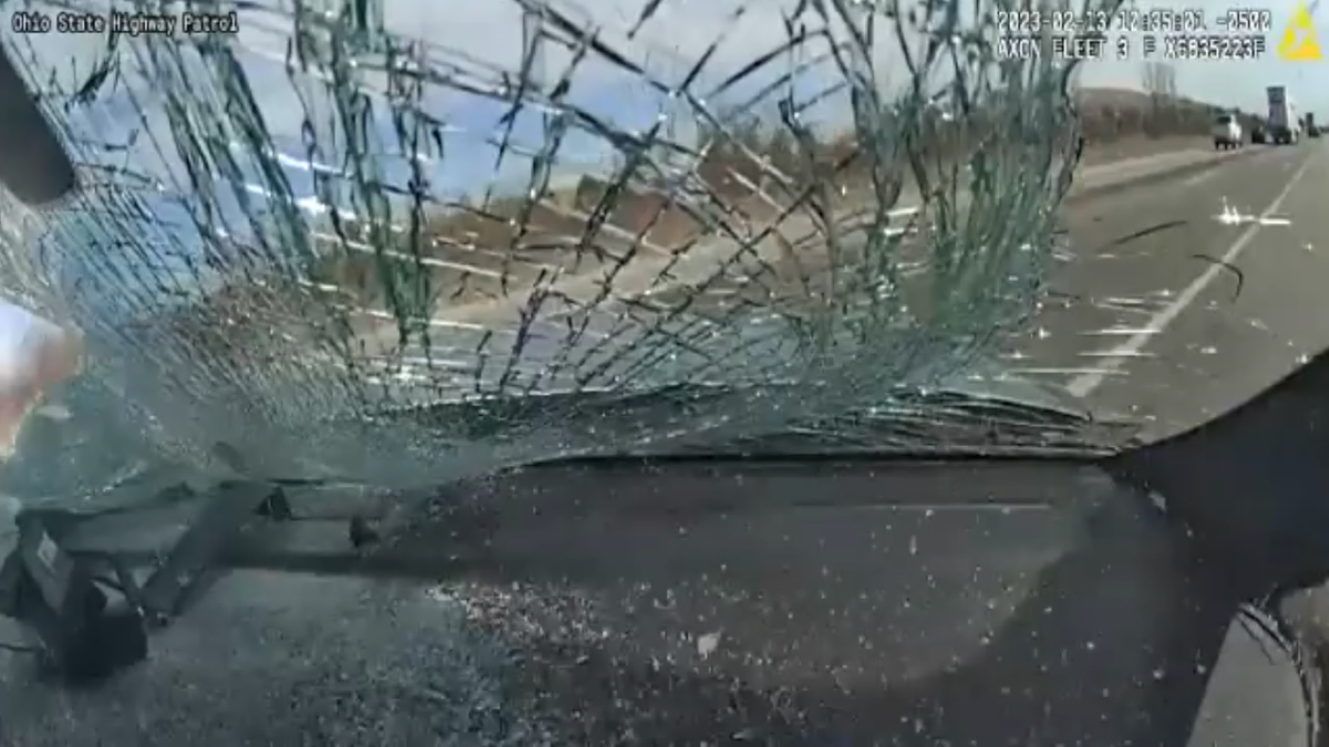 Broken windshield from car crash