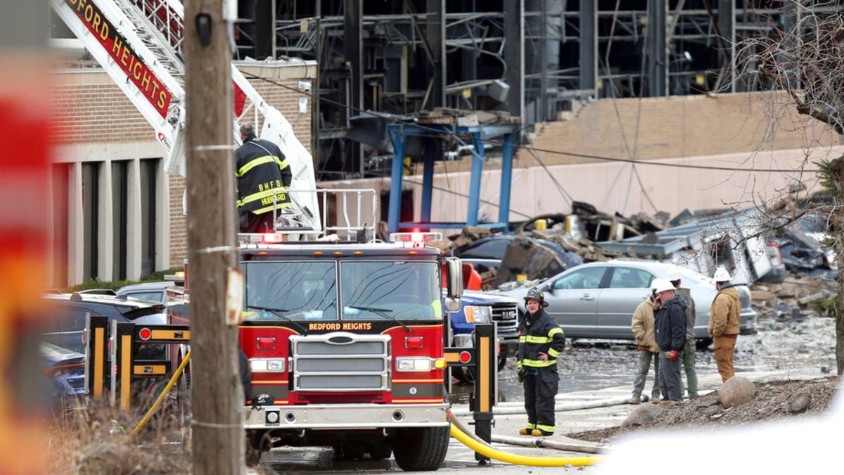 Ohio firefighters respond to a large explosion at the I. Schumann & Co. manufacturing plant 