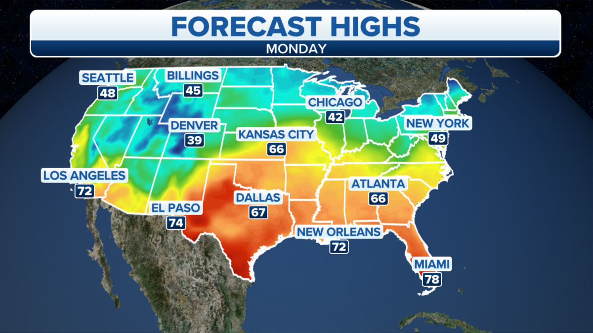 Forecast US high temperatures