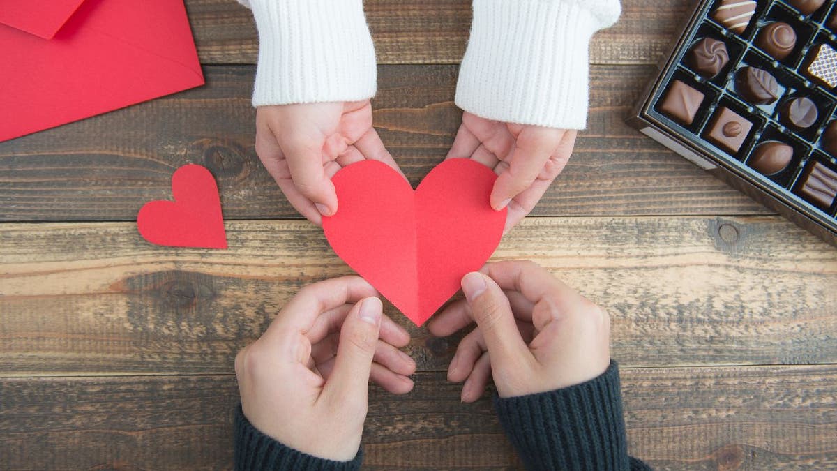 Valentine's Day card and chocolate exchange