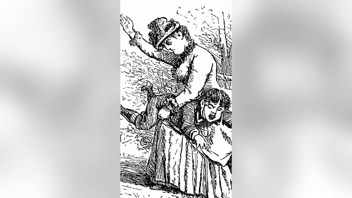 lithograph illustration of spanking