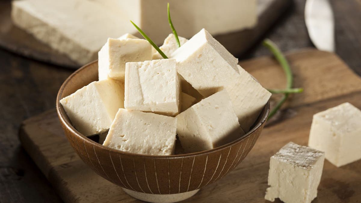 Bowl of tofu blocks